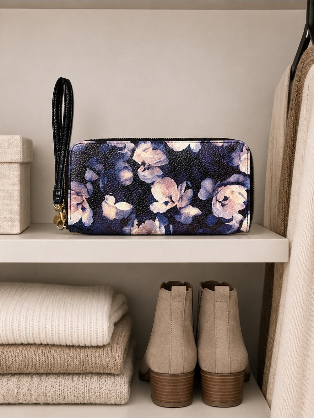 EUC A New Day Floral Zip Around Wristlet Wallet Accordion Organizer